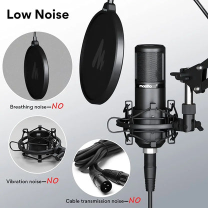 MAONO PM320S XLR Condenser Microphone Kit Professional Cardioid Vocal Studio Recording Mic for Streaming Voice Over Home-Studio