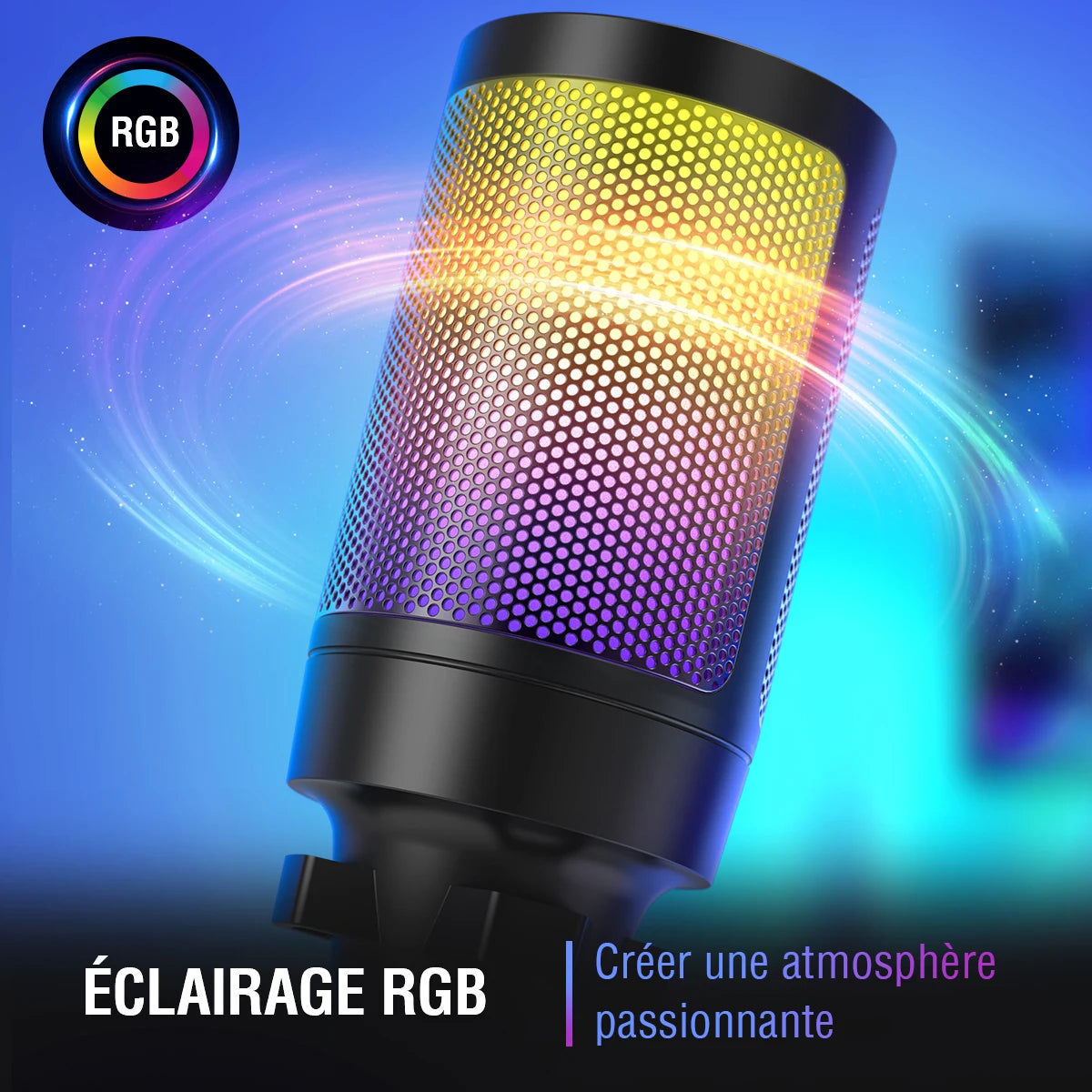 FIFINE AmpliGame A6V USB-mikrofon med RGB och puffskydd
