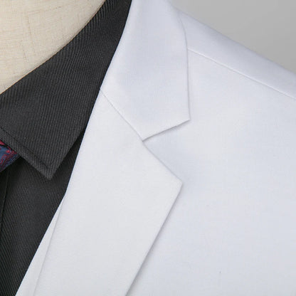 Kavaj Herr Slim Fit – Enfärgad V-ringad Blazer för Bröllop & Fest, Vår & Höst