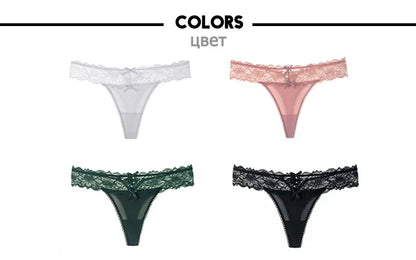 Meet'r Dam Spets G-String Thong – Låg Midja Broderi Andningsbar Lingerie, 4 Färger S–XL