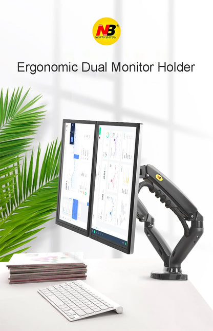 New NB F160 Gas Spring Desktop 17'-27' Dual Monitor Holder Arm With 2 USB3.0 Monitor Mount Bracket Load 2-9 Kg Each Arm