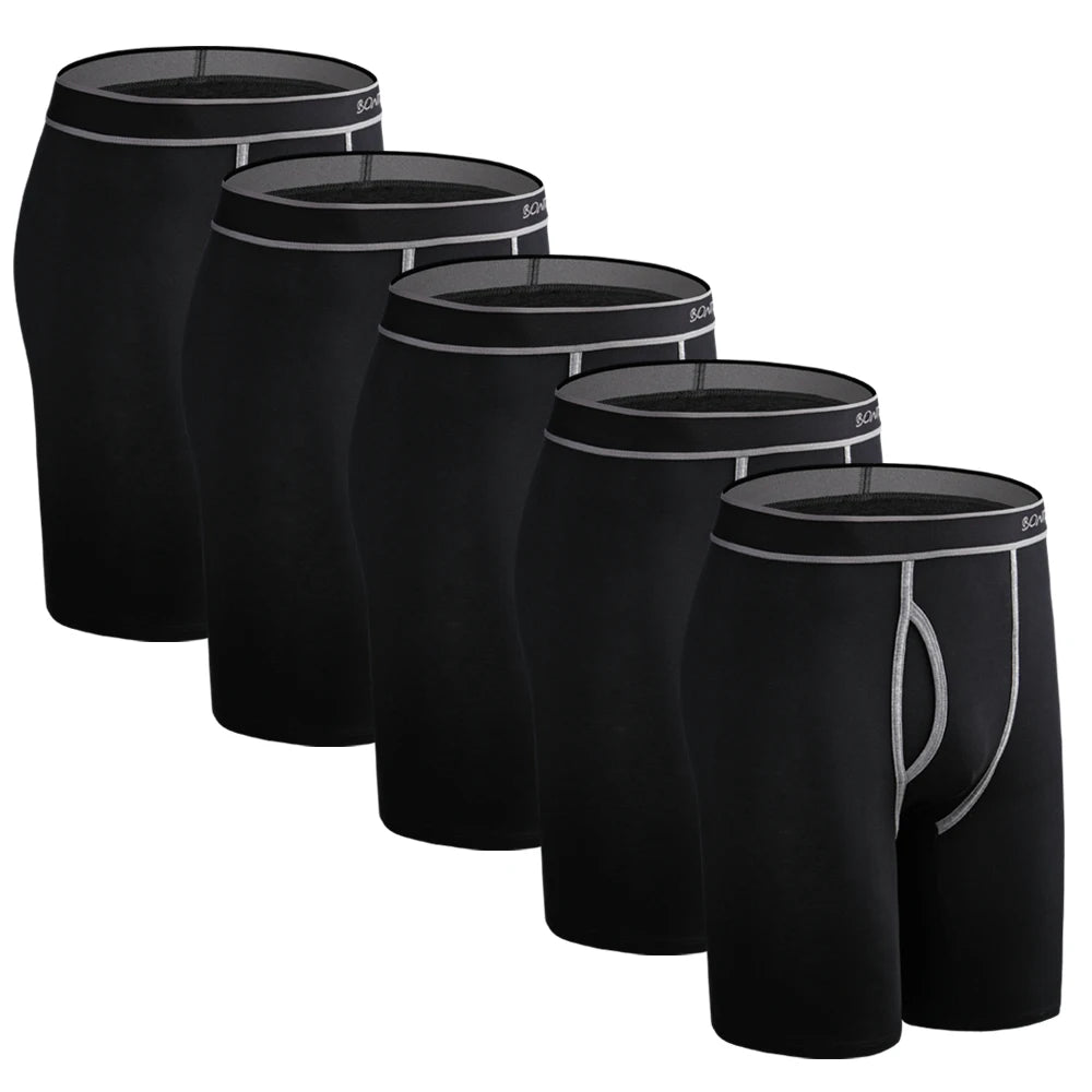 BONITOS 5-pack Långa Boxershorts – Kamouflage, Gylf, Bekväm Passform, S–XXL