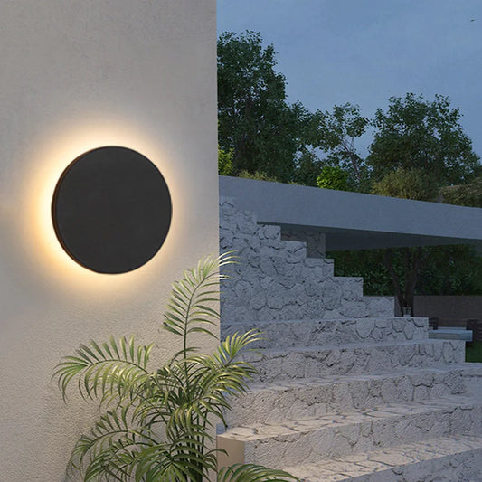 Modern LED Vägglampa Utomhus – IP65, Svart Aluminium, Rund/Fyrkantig, 12W, Varmvit/Neutral/Kallvit, Ø15/18cm