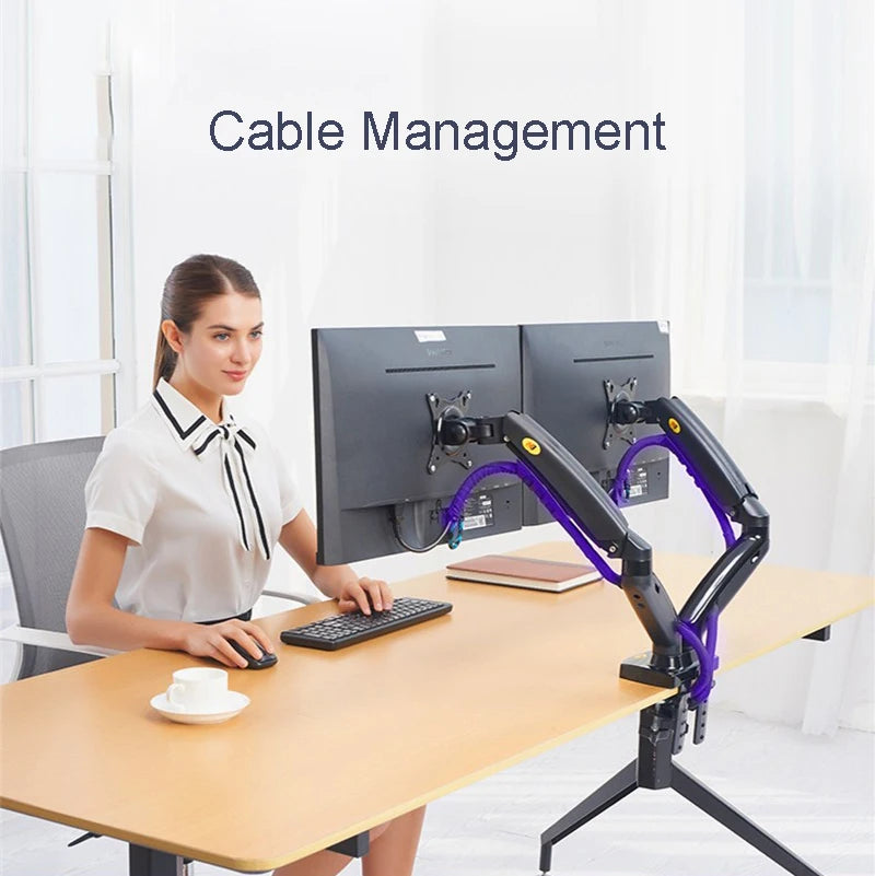 New NB F160 Gas Spring Desktop 17'-27' Dual Monitor Holder Arm With 2 USB3.0 Monitor Mount Bracket Load 2-9 Kg Each Arm