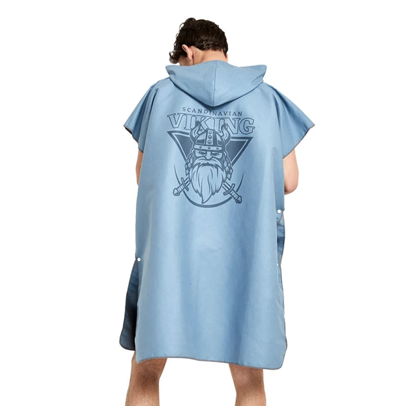 HOTMANGO Microfiber Poncho Towel Surf Beach Wetsuit Changing Towel Bath Robe with Hood,Watersports Activities,Adults Men Women