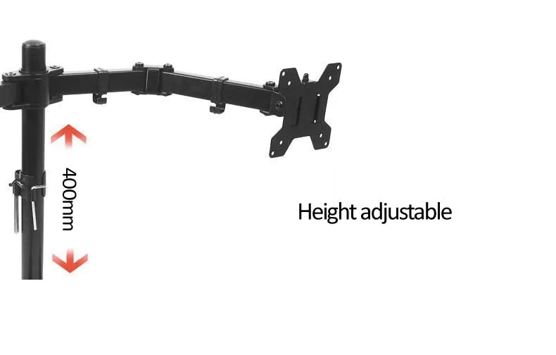 DL-MS02 Desktop Stand Full Motion 360 Degree Steel Dual Monitor Holder 10'-27' Clamp Base Monitor Mount Arm Loading 9.9kgs