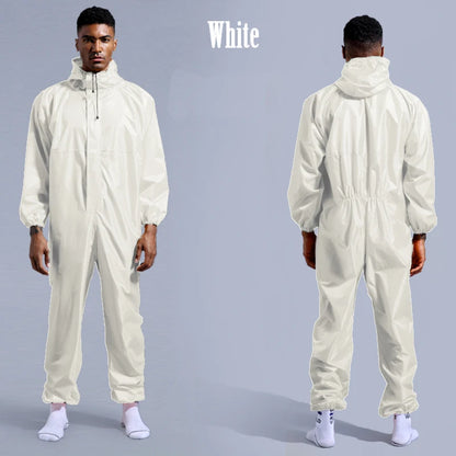Waterproof One-Piece Overalls With Hood Oil-Resistant Work Safety Clothing Coverall For Sparying Painting Factory Clothes