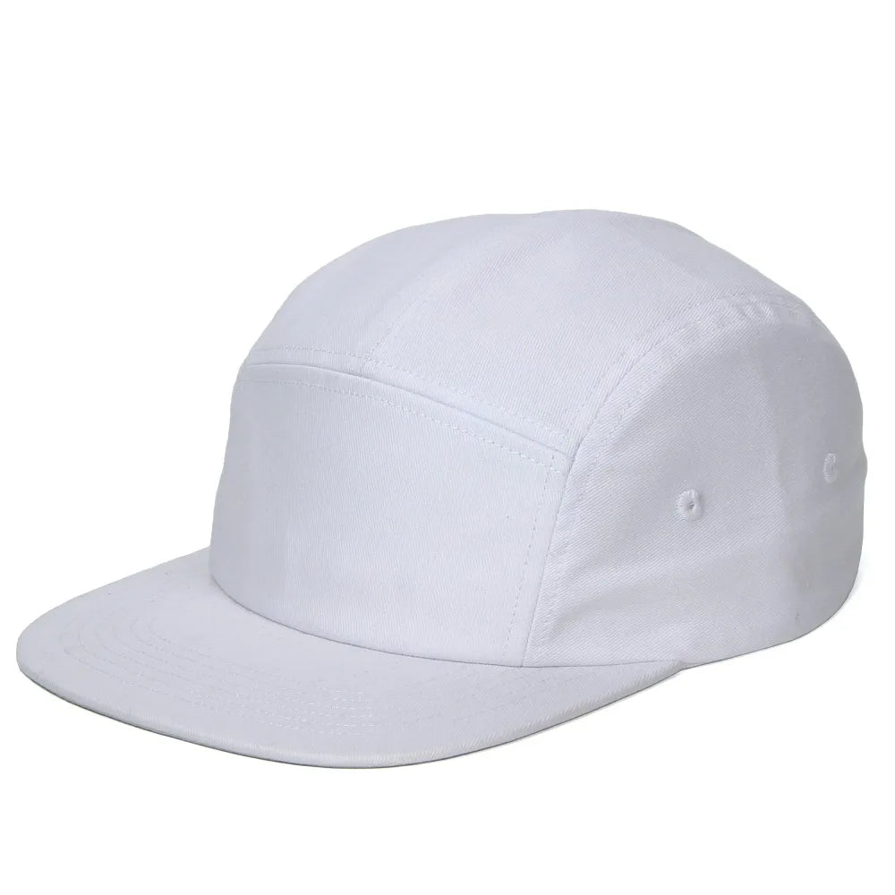 DongKing 5 Panel Cap Short Brim Hat Flat Bill Cotton Blank Camping Hats Solid Colors Low Crown Classic Adjustable