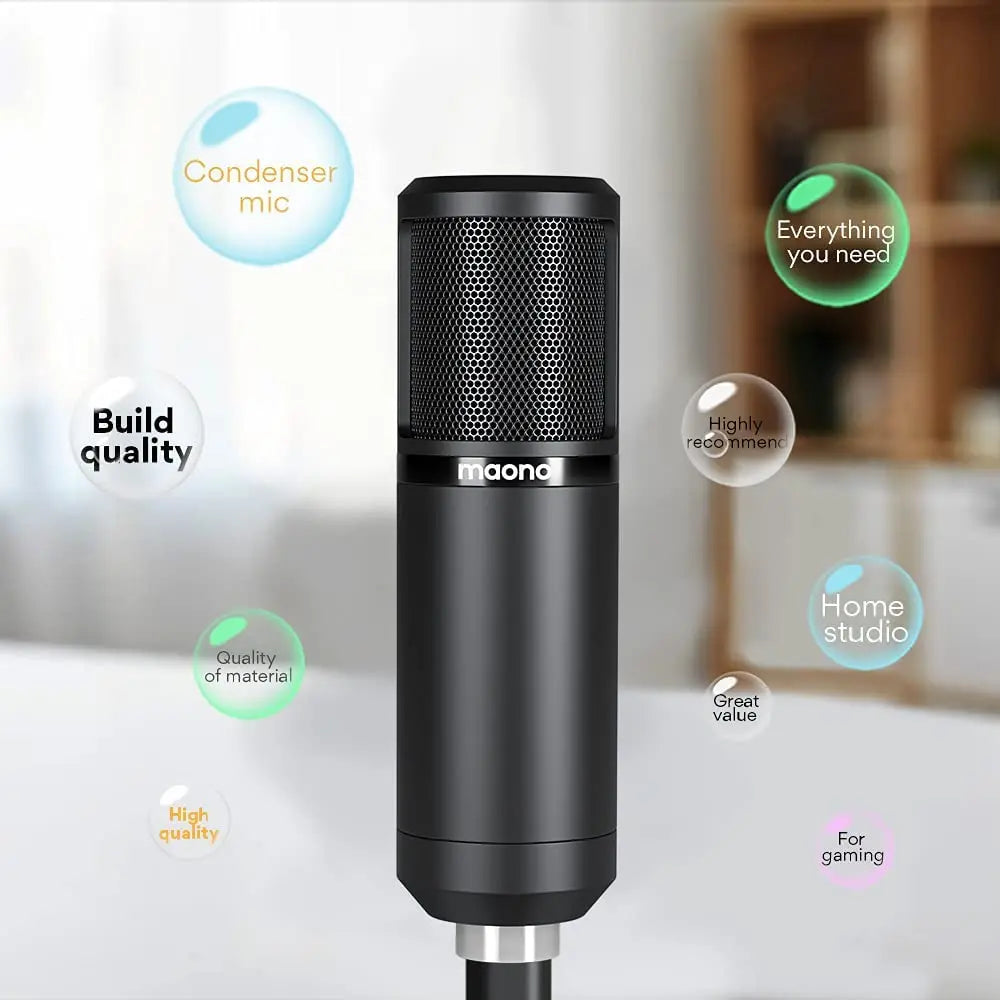 MAONO PM320S XLR Condenser Microphone Kit Professional Cardioid Vocal Studio Recording Mic for Streaming Voice Over Home-Studio