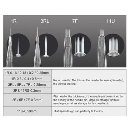 20pcs Permanent Makeup Tattoo Cartridge Needle Permanent Makeup Needles Sterilized for Tattoo Pen Machine Tattoo Needles