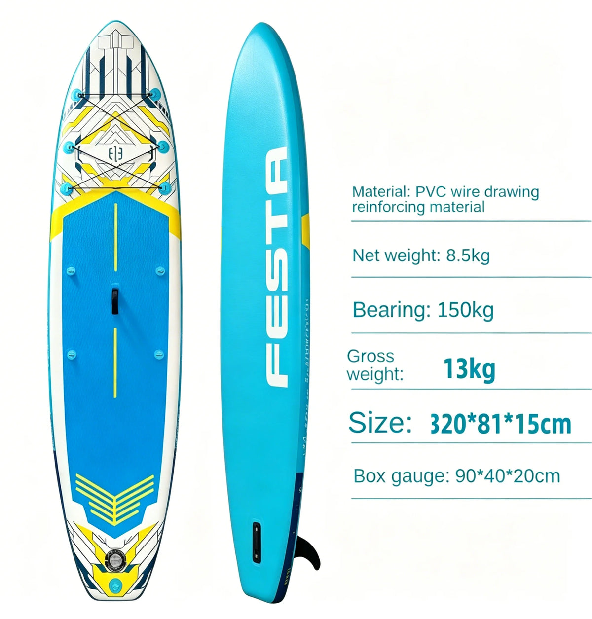 320x81x15cm Inflatable SUP Board, Lightweight Stand up Paddle Board for Beginners