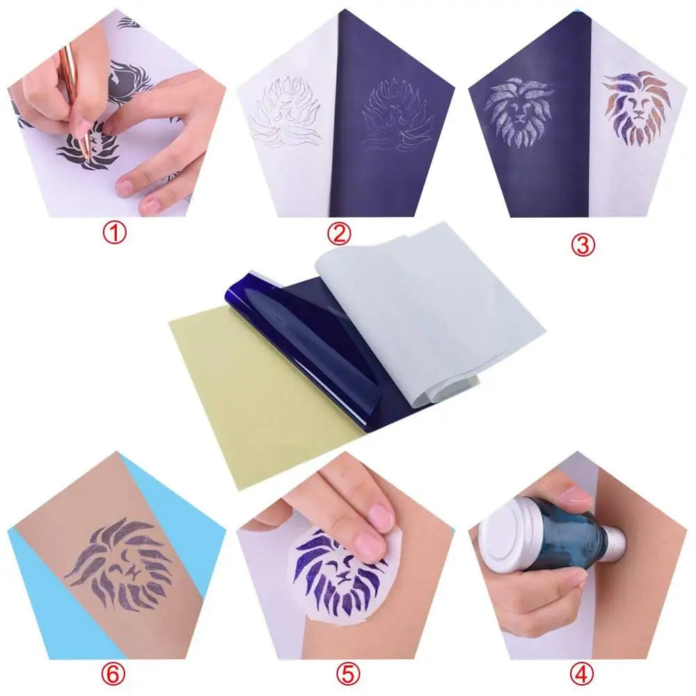 EMALLA Tatueringstransferpapper A4 4-lager – Stencilpapper Karbonkopia för Termisk Kopiator & Frihand 5/10/30/50/100-pack 2026