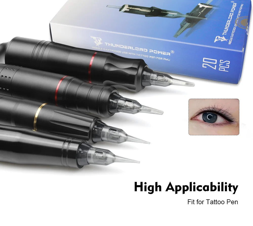 20pcs Permanent Makeup Tattoo Cartridge Needle Permanent Makeup Needles Sterilized for Tattoo Pen Machine Tattoo Needles