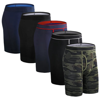 BONITOS 5-pack Långa Boxershorts – Kamouflage, Gylf, Bekväm Passform, S–XXL