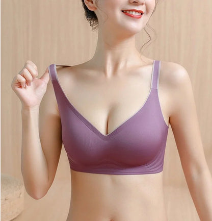 Plus Size Women's Underwear Seamless Sexy No Steel Ring Bra Push-Ups Comfortable Close-Fitting Shockproof