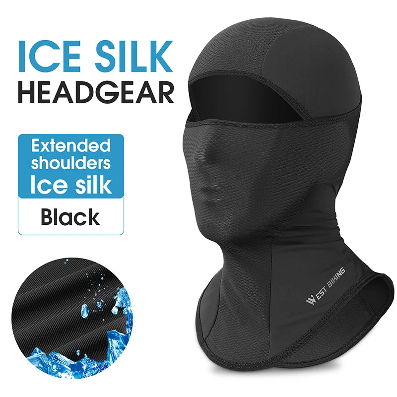 WEST BIKING Cool Men's Hat Summer Anti-UV Full Face Cover Motorcycle Balaclava Ice Silk Breathable Bike Helmet Mask Cycling Caps