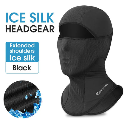WEST BIKING Cool Men's Hat Summer Anti-UV Full Face Cover Motorcycle Balaclava Ice Silk Breathable Bike Helmet Mask Cycling Caps