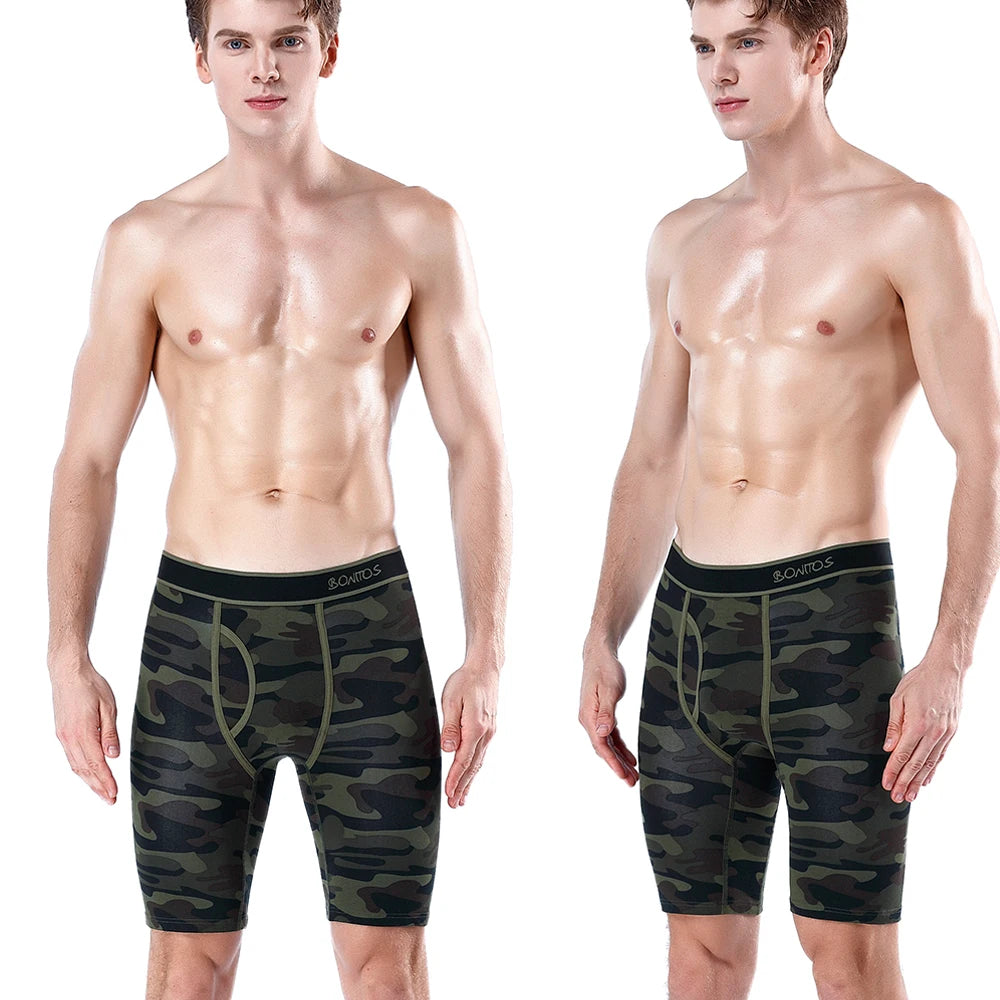 BONITOS 5-pack Långa Boxershorts – Kamouflage, Gylf, Bekväm Passform, S–XXL