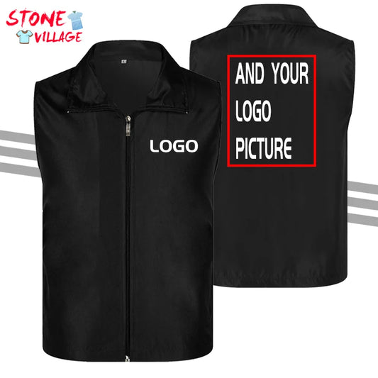 STONE VILLAGE Anpassningsbar Reklamväst Dragkedja – Eget Logotryck Skärmtryck Brodyr 100% Polyester M–4XL 11 Färger Arbets- och Profilkläder