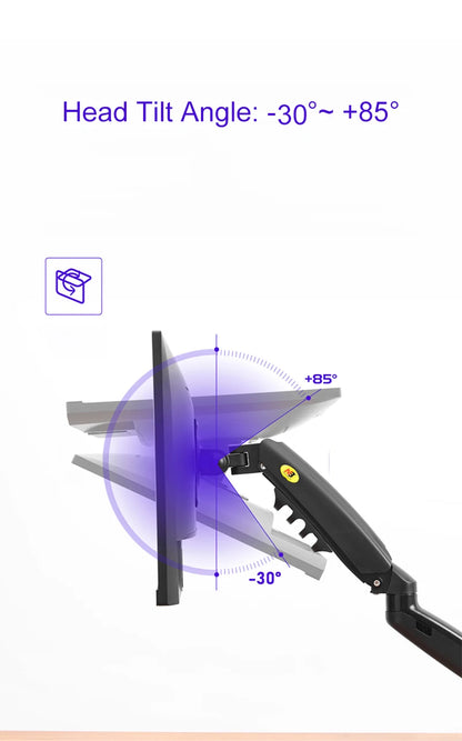 NB NORTH BAYOU F80 A5 Desktop Gas Spring 17-30" LCD LED Monitor Holder Mount Arm Full Motion Display Stand Loading 2-9 Kgs