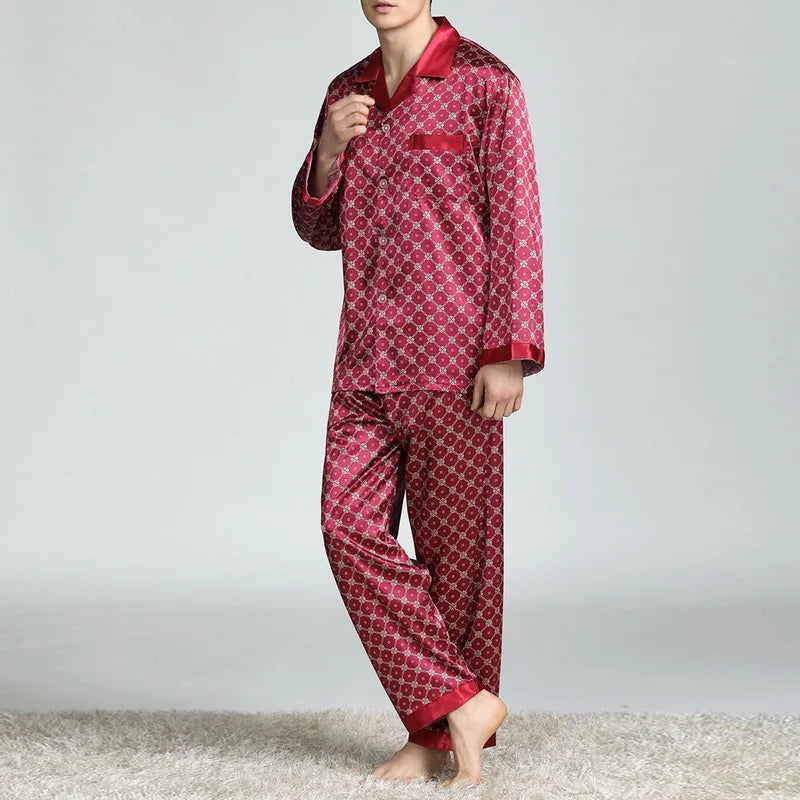 Herr Pyjamas Satinsiden – Lyxigt 2-delat Loungewear Set, 6 Motiv L–XXXL