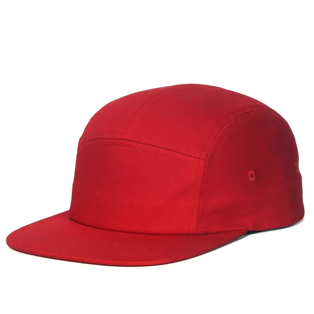 DongKing 5 Panel Cap Short Brim Hat Flat Bill Cotton Blank Camping Hats Solid Colors Low Crown Classic Adjustable