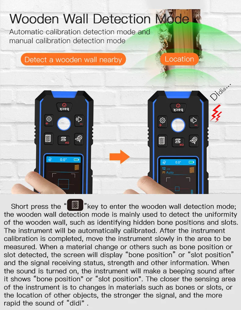 NOYAFA NF-518 Metal Detector Backlit Black AC Wood Stud Finder Cable Wires Depth Tracker Undeground Wall Scanner LCD HD Display