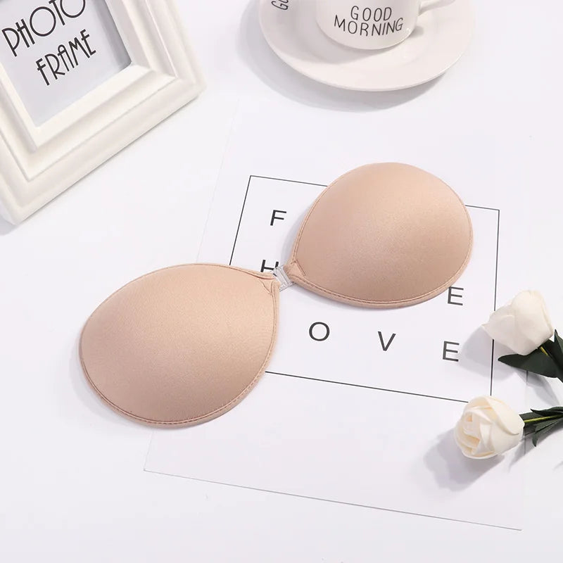 1/2Pcs Sexy Women Invisible Push Up Bras Reusable Adhesive Self-Adhesive Silicone Front Closure Sticky Bra Black Skin Strapless