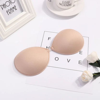 1/2Pcs Sexy Women Invisible Push Up Bras Reusable Adhesive Self-Adhesive Silicone Front Closure Sticky Bra Black Skin Strapless
