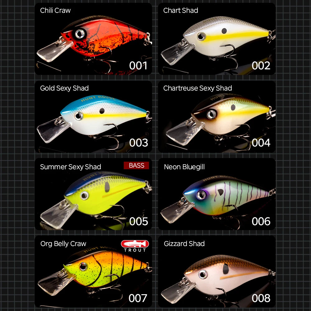 Hunthouse Fishing Hard Lures Crank Lure Floating 65mm/16.5g KVD 2.5 Squarebill Crankbait Wobblers Swimbait For Bass Pike Trout