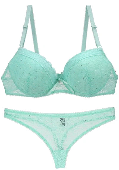 Dam Spets BH & Trosor Set – Push-Up Bygel Broderad Sexig Lingerie Plus Size, 6 Färger 75–95 B–E