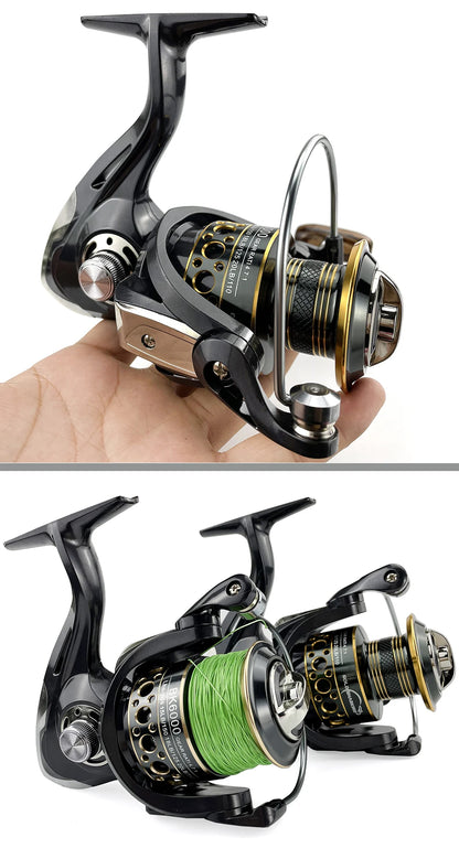 Fishing Spinning Reel Metal Spool 5.2:1/4.7:113BB Ball Bearings Carp Fishing Reel BK2000-7000 Metal Line Cup Sea Tackle