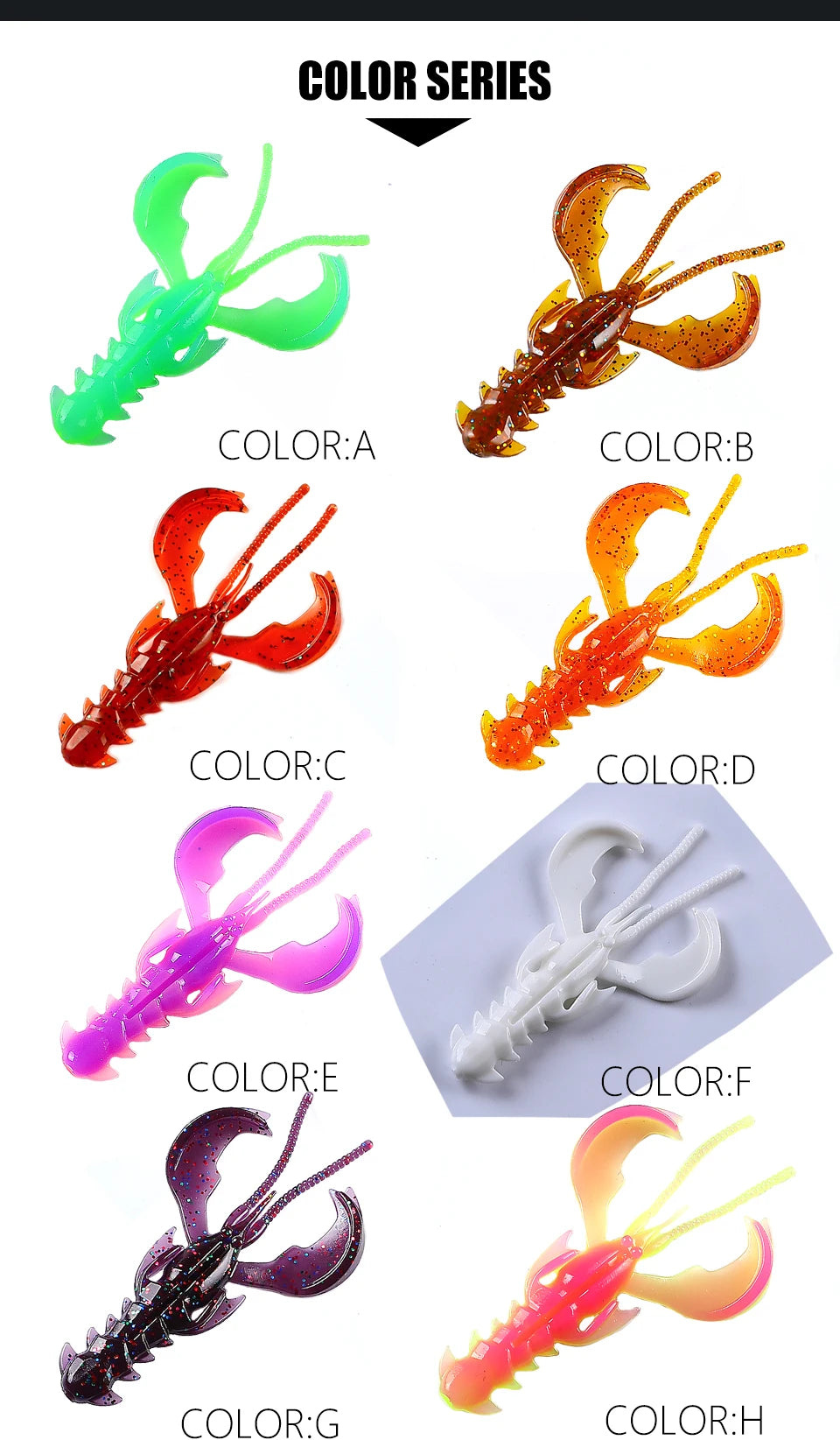 Supercontinent Crazy Lures 65mm/10pcs 40mm/20pcs Soft Lure Fishing Lures Shrimp Lobster Soft Plastic Lure Fishing Lures
