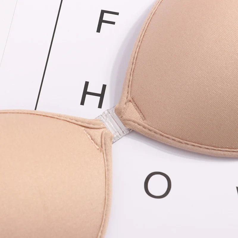 1/2Pcs Sexy Women Invisible Push Up Bras Reusable Adhesive Self-Adhesive Silicone Front Closure Sticky Bra Black Skin Strapless