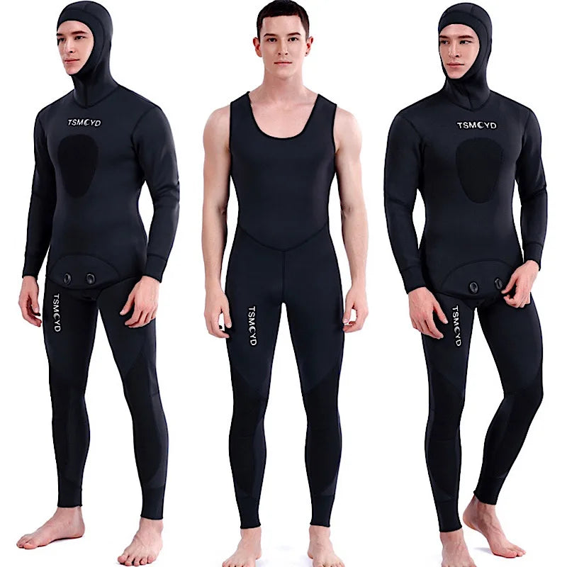 Diving Scuba Under Water Fishing SCR 3MM Black Neoprene Wetsuit Spearfishing Fishing Cold Warm Winter Two-piece Diver Suit
