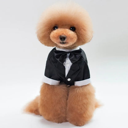 Dog Suit with Bow Tie Pet Tuxedo for Small Dogs Cats Formal Cat Clothes Puppy Outfits Pet Costume for Wedding Birthday Halloween