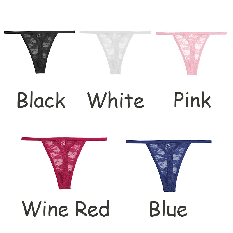 Women Lace Panties Thongs Girls M-XL Intimates Lingerie Female Low Rise G-String Transparent Underwear Hollow Out T-Back Bikini