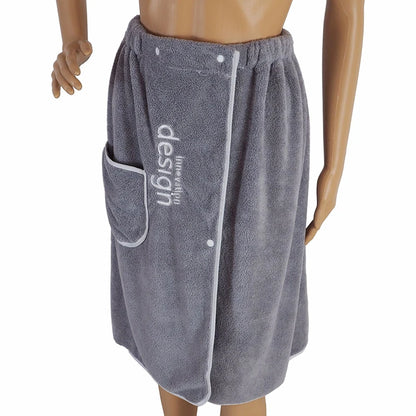 Men'S Coral Fleece Bath Skirt Is Anti-Empty And Can Wear Bath Towels For Soft And Absorbent Swimming And Bathing Bathrobe