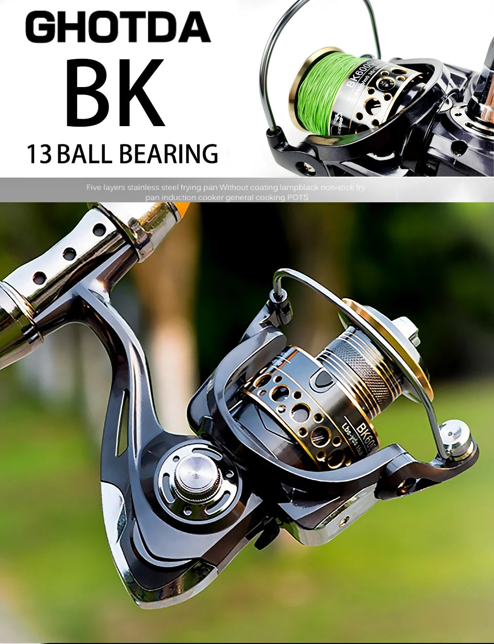 Fishing Spinning Reel Metal Spool 5.2:1/4.7:113BB Ball Bearings Carp Fishing Reel BK2000-7000 Metal Line Cup Sea Tackle