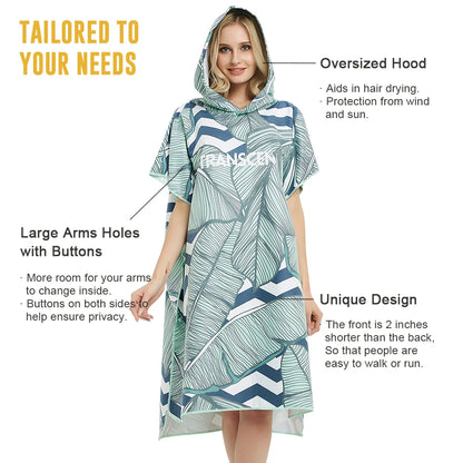 HOTMANGO Microfiber Poncho Towel Surf Beach Wetsuit Changing Towel Bath Robe with Hood,Watersports Activities,Adults Men Women