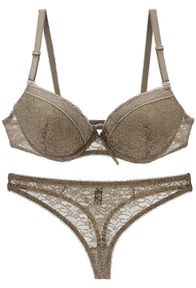 Dam Spets BH & Trosor Set – Push-Up Bygel Broderad Sexig Lingerie Plus Size, 6 Färger 75–95 B–E