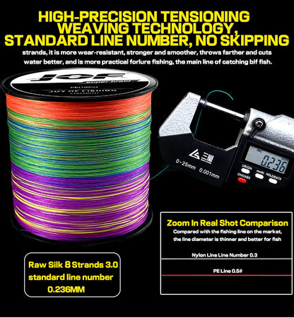 JOF 8 Strands 1000M 500M 300M 100M Braided Fishing Line Carp Fishing Weaves Linha de Pesca Multifilamento 8 fios