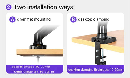 New NB F160 Gas Spring Desktop 17'-27' Dual Monitor Holder Arm With 2 USB3.0 Monitor Mount Bracket Load 2-9 Kg Each Arm