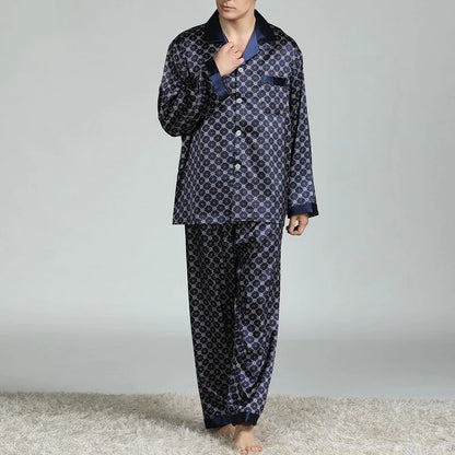 Herr Pyjamas Satinsiden – Lyxigt 2-delat Loungewear Set, 6 Motiv L–XXXL