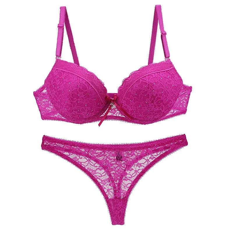 Dam Spets BH & Trosor Set – Push-Up Bygel Broderad Sexig Lingerie Plus Size, 6 Färger 75–95 B–E