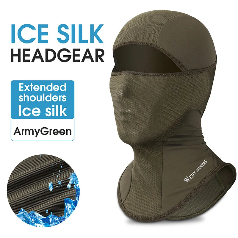 WEST BIKING Cool Men's Hat Summer Anti-UV Full Face Cover Motorcycle Balaclava Ice Silk Breathable Bike Helmet Mask Cycling Caps