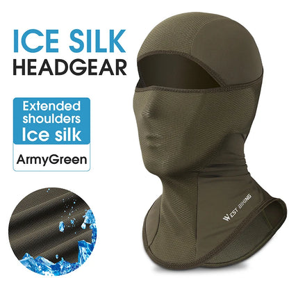 WEST BIKING Cool Men's Hat Summer Anti-UV Full Face Cover Motorcycle Balaclava Ice Silk Breathable Bike Helmet Mask Cycling Caps