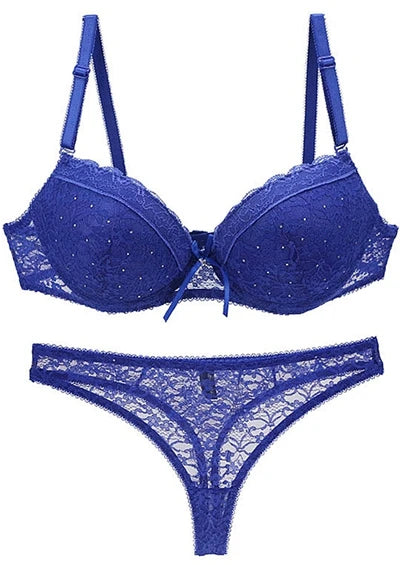 Dam Spets BH & Trosor Set – Push-Up Bygel Broderad Sexig Lingerie Plus Size, 6 Färger 75–95 B–E