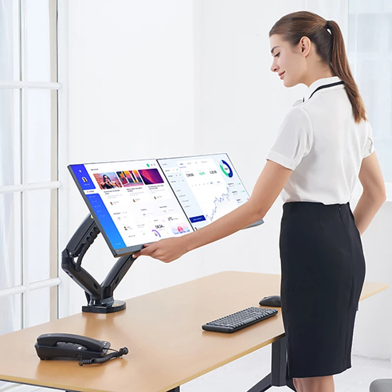 New NB F160 Gas Spring Desktop 17'-27' Dual Monitor Holder Arm With 2 USB3.0 Monitor Mount Bracket Load 2-9 Kg Each Arm