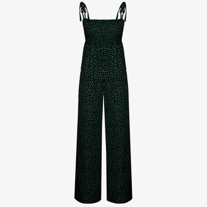 Women Bowknot Sleeveless Jumpsuit Summer Strap Backless Wide Leg Pants Trousers Jumpsuits Beach Polka Dot Suit Pants